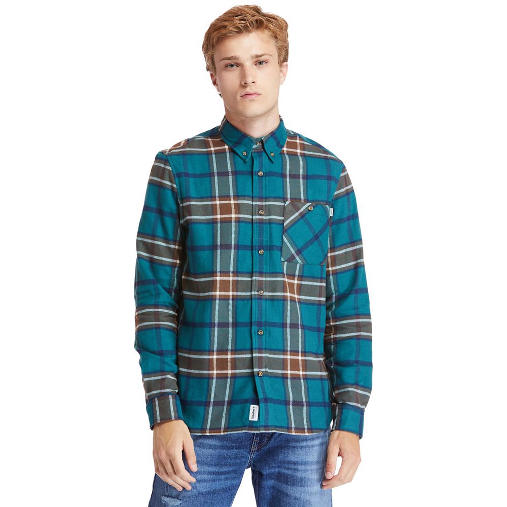 Timberland Πουκαμισα Ανδρικα Μπλε - Back River Heavy Flannel Check - Greece 7813290-ML